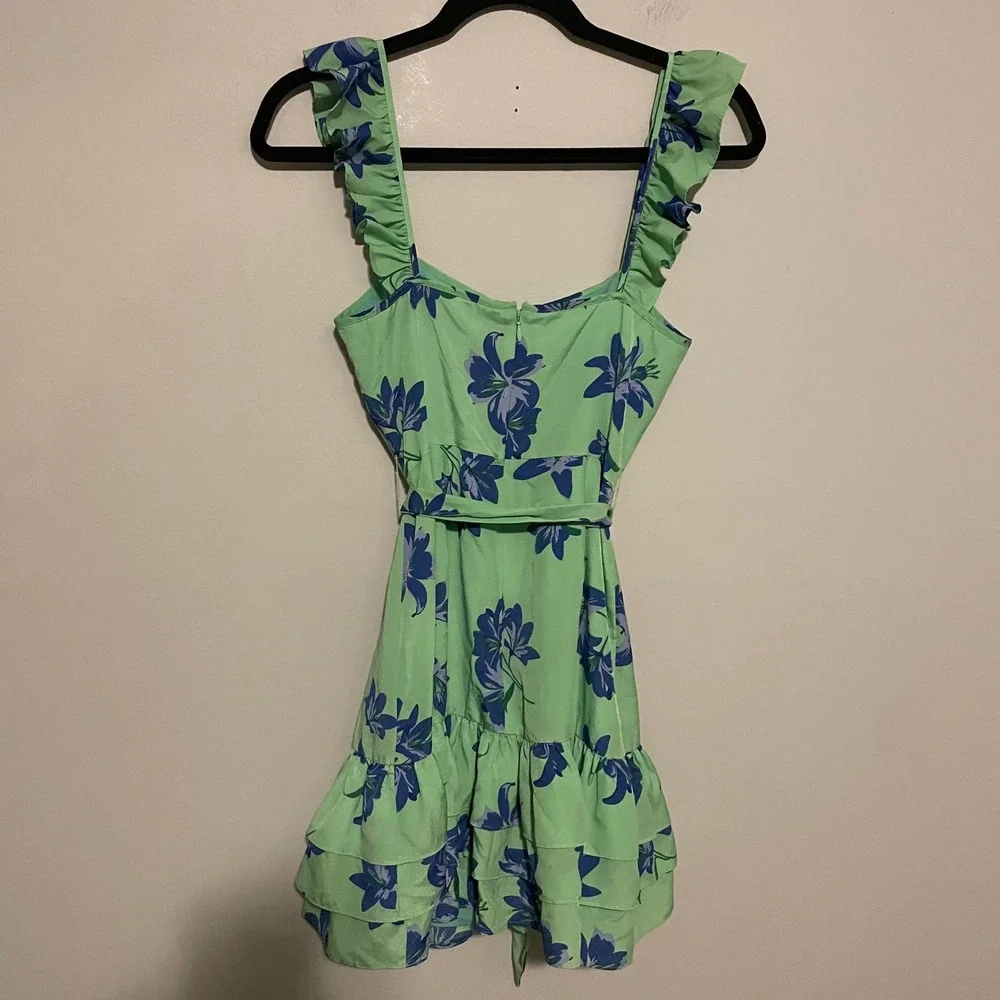 Likely Mini Charlotte Dress in Pistachio Green Tropical Blue 0 wedding vacation - Picture 6 of 6